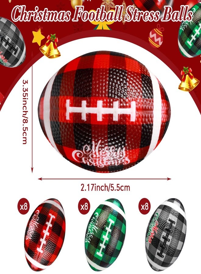 Jerify 24 Pcs Christmas Stress Ball Bulk Mini Christmas Foam Football 3.35" Small Buffalo Plaid Relief Stress Ball for Xmas Carnival Party Favors Stocking Stuffer Filler Gifts (Red Green Black) - Image 4